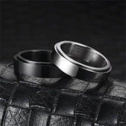 Simple Stainless Steel Spinning Rotating Mood Ring for Men Women Black White Anxiety Fidget Spinner Rings Anti Stress Jewelry
