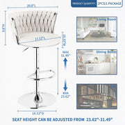 Modern ivory white velvet bar stool set, can rotate counter height bar height adjustable counter height kitchen bar chair Cushio