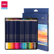 Deli 12/24 Colors Colored Pencil 3.8mm Round Barrel Soft Wood Colored Lead for Kids Drawing School Stationery