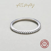 Ailmay Top Quality Real 925 Sterling Silver Simple Stackable Clear CZ Finger Rings Classic Wedding Statement Fine Jewelry Gift