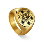 Dreamtimes Archangel Metatron Angel of Life Seal Solomon Ring Men's Talisman Sacred Geometry Stainless Steel Rings Jewelry Gifts