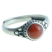 BFCLUB 925 Sterling Silver Rings For Women Men Fine Jewelry Finger Adjustable Open Vintage Red Ston Ring For Party Birthday Gift