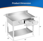 Heavy Duty Metal Prep & Work Table with Undershelf for Commercial Kitchen, Restaurant, Home, Hotel and Garage