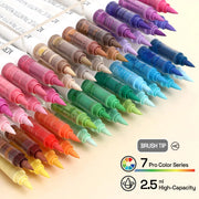 Automatic Ink Control Acrylic Paint Markers, 9 pcs Brush Tip Acrylic Paint Pens set with 7 professional color series