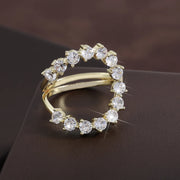 RAKOL Exaggerate Cutout Big Circle Zirconia Rings for Women INS Fashion Geometric Round Open Ring Evening Party Jewelry