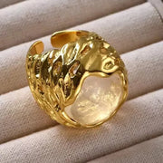 Brass Agate Crystal Natural Stone Ring Metal Open Rings for Women Jewelry Vintage High Quality Gifts European And American