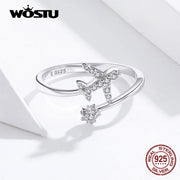 WOSTU 100% Real 925 Sterling Silver Faraway Rings For Women Party Jewelry Gift Clear CZ Adjusetable Rings CQR623