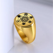 Dreamtimes Archangel Metatron Angel of Life Seal Solomon Ring Men's Talisman Sacred Geometry Stainless Steel Rings Jewelry Gifts