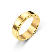 Simple Stainless Steel Spinning Rotating Mood Ring for Men Women Black White Anxiety Fidget Spinner Rings Anti Stress Jewelry