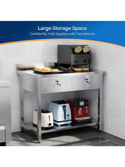 Heavy Duty Metal Prep & Work Table with Undershelf for Commercial Kitchen, Restaurant, Home, Hotel and Garage