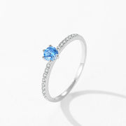 Ailmay Real 925 Sterling Silver Elegant Round Blue Zirconia Finger Rings For Women Wedding Engagement Statement Fine Jewelry