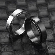 Simple Stainless Steel Spinning Rotating Mood Ring for Men Women Black White Anxiety Fidget Spinner Rings Anti Stress Jewelry