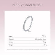 Ailmay Top Quality Real 925 Sterling Silver Simple Stackable Clear CZ Finger Rings Classic Wedding Statement Fine Jewelry Gift