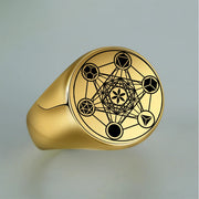 Dreamtimes Archangel Metatron Angel of Life Seal Solomon Ring Men's Talisman Sacred Geometry Stainless Steel Rings Jewelry Gifts