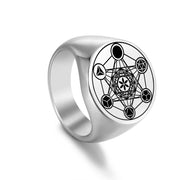 Dreamtimes Archangel Metatron Angel of Life Seal Solomon Ring Men's Talisman Sacred Geometry Stainless Steel Rings Jewelry Gifts