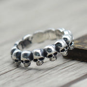 Huitan Men and Women Skull Rings Retro Anti Silver Color Gothic Skull Head Finger Rings Couple Accessories Punk Hip-hip Jewelry