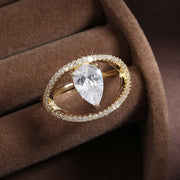 RAKOL Exaggerate Cutout Big Circle Zirconia Rings for Women INS Fashion Geometric Round Open Ring Evening Party Jewelry