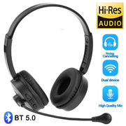 Bluetooth 5.0 Headset Wireless Truck Driver Headphones Hands-Free Call Headsets With Noise Cancelling Mic For Call Center Office