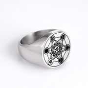 Dreamtimes Archangel Metatron Angel of Life Seal Solomon Ring Men's Talisman Sacred Geometry Stainless Steel Rings Jewelry Gifts