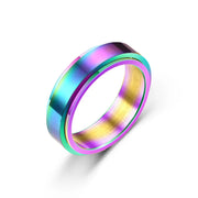 Simple Stainless Steel Spinning Rotating Mood Ring for Men Women Black White Anxiety Fidget Spinner Rings Anti Stress Jewelry