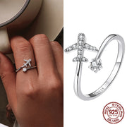 WOSTU 100% Real 925 Sterling Silver Faraway Rings For Women Party Jewelry Gift Clear CZ Adjusetable Rings CQR623