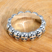 Huitan Men and Women Skull Rings Retro Anti Silver Color Gothic Skull Head Finger Rings Couple Accessories Punk Hip-hip Jewelry