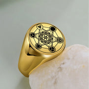 Dreamtimes Archangel Metatron Angel of Life Seal Solomon Ring Men's Talisman Sacred Geometry Stainless Steel Rings Jewelry Gifts
