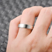 Simple Stainless Steel Spinning Rotating Mood Ring for Men Women Black White Anxiety Fidget Spinner Rings Anti Stress Jewelry