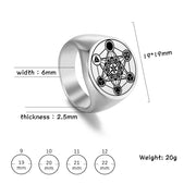 Dreamtimes Archangel Metatron Angel of Life Seal Solomon Ring Men's Talisman Sacred Geometry Stainless Steel Rings Jewelry Gifts