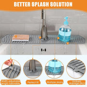 30/24 Inch Silicone Faucet Mat Sink Splash Guard Large Size Faucet Drain Drying Pad Countertop Protector for Bathroom Kitchen