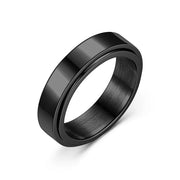 Simple Stainless Steel Spinning Rotating Mood Ring for Men Women Black White Anxiety Fidget Spinner Rings Anti Stress Jewelry
