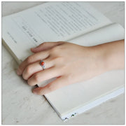 BFCLUB 925 Sterling Silver Rings For Women Men Fine Jewelry Finger Adjustable Open Vintage Red Ston Ring For Party Birthday Gift