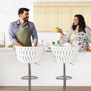 Modern ivory white velvet bar stool set, can rotate counter height bar height adjustable counter height kitchen bar chair Cushio