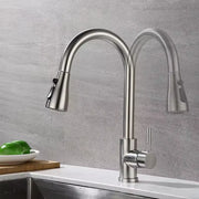 Kitchen Stainless Steel Hot and Cold Faucet, Kitchen Sink Pull-out Kitchen Faucet with 3 Functional Nozzles