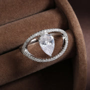 RAKOL Exaggerate Cutout Big Circle Zirconia Rings for Women INS Fashion Geometric Round Open Ring Evening Party Jewelry