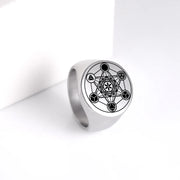 Dreamtimes Archangel Metatron Angel of Life Seal Solomon Ring Men's Talisman Sacred Geometry Stainless Steel Rings Jewelry Gifts